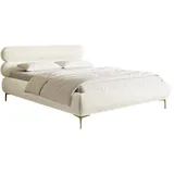 Selsey Polsterbett Creme, Roule - mit Bettkasten, Cremeweiß mit goldenen Füßen, 140 cm Schlafzimmer, Betten, Polsterbetten