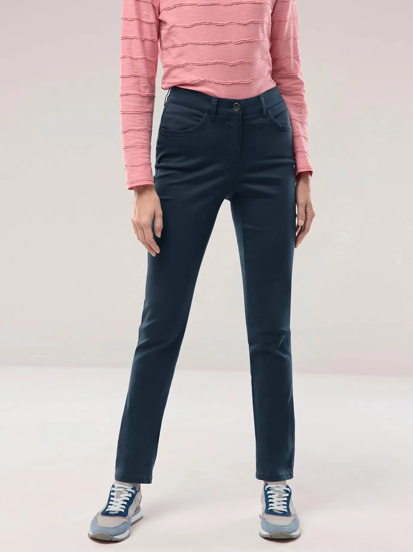 Walbusch Damen Bügelfrei Baumwollhose Blau