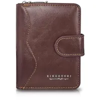 MultiValue Geldbörse Herren, Retro Brieftasche Herren Leder mit ID-Kartenfenster Reißverschluss-Druckknopf Brieftasche Große Kapazität Multi-Card Portemonnaie Herren (Dunkelbraun)