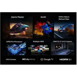 TCL 55P8K 55 4K HDR Smart TV & Atmos, 144Hz Motion Clarity Pro, FreeSync, Onkyo 2.1 Sound, Sprachsteuerung, Kompatibel mit Google Assistant, Google Cast)