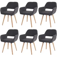 Mendler 6er-Set Esszimmerstuhl HWC-A50 II, Stuhl Küchenstuhl, Retro 50er