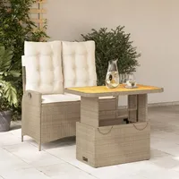 VidaXL 2-tlg. Garten-Essgruppe mit Kissen Beige Poly Rattan
