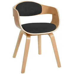 DELUKE® Besucherstuhl LONDON Stoff - 73x49x46cm, Natur/Dunkelgrau | Stoff | Holz Gestell | Konferenzstuhl Wartezimmerstuhl