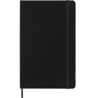 Moleskine 18 Monate Wochen Notizkalender 2025/2026, L/A5, 1 Wo = 1 Seite, Rechts linierte Seite, Fester Einband, Schwarz