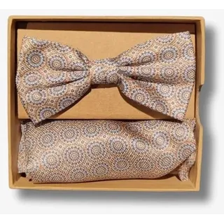 Prince Bowtie Fliege - Fliege - Einstecktuch - SET FLIEGE+TUCH - gemustert beige