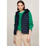 Tommy Hilfiger Damen Weste Padded Global Stripe Vest mit Kapuze, Blau (Desert Sky), XXL - XXL