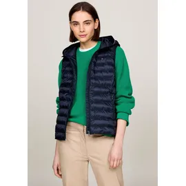 Tommy Hilfiger Damen Weste Padded Global Stripe Vest mit Kapuze, Blau (Desert Sky), XXL - XXL