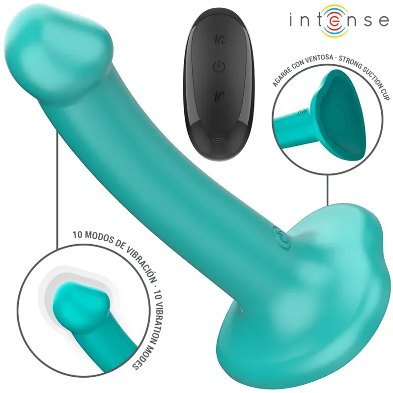 INTENSE - Katie Vibrator mit Saugnapf, 10 Vibrationsmodi, Blau, Fernbedienung
