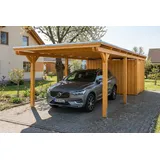 SKANHOLZ Emsland Flachdach Carport 3,40 x 8,46 m eiche hell inkl. Abstellraum