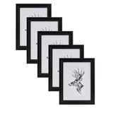 Woltu 5er Set 15x20cm Bilderrahmen Artos Stil Holz Rahmen Fotogalerie Glasscheibe, Schwarz