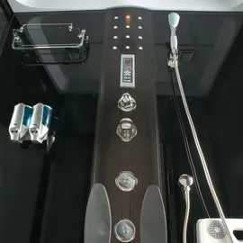 KERRA Hydromassage Duschkabine XL mit Badewanne rechts 151 x 86 cm Schwarz
