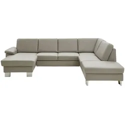 Kollektion Kraft Wohnlandschaft mit Sitz- und Rückenbezug aus Echtleder Samu-L ¦ beige ¦ Maße (cm): B: 316 H: 90 T: 235