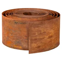 Rasenkante aus Cortenstahl 10 m, Cortenstahl Rasenkante Metall 15 cm hoch, Beeteinfassung aus Metall, rund blumenbeet umrandung Beetumrandung mit Rost Rasenkanten Mähkante für Garten Dekoration