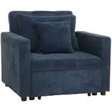 Mendler Schlafsessel HWC-L90, Klappsessel Gästebett Relaxsessel, Liegefläche 200x100cm Stoff/Textil Cord ~ blau