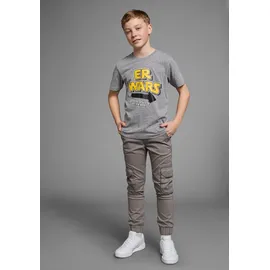Kidsworld T-Shirt "ER WARS", Mädchen, Gr. 164/170, grau (graumeliert), Jersey, Obermaterial: 50% Baumwolle, 38% Polyester, 12% Viskose, bedruckt, Basic, Rundhals, Shirts T-Shirt, Langarm, Basic-Passform, trendiger Print, Rundhalsausschnitt