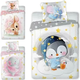 FARO Babybettwäscheset 100x135 Dinosaurier Kuscheltiere - Hellblau