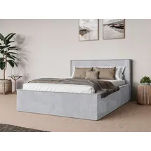 Home Affaire Bett Östavall wahlweise mit Matratze und Topper, in zwei Breiten, Bettgestell mit Kopfteil und Bettkasten, mit/ohne Matratze (BFK/TFK) grau 202 cm x 231 cm x 103 cm