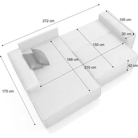 mebloland Ecksofa TOR mit Schlaffunktion. Farbe: Graphite. - Dunkelgrau