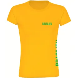 multifanshop Damen T-Shirt - Brasilien - Brust & Seite - Druck grün - Frauen