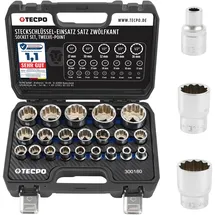 TECPO Vielzahn Steckschlüssel Satz, SW 8-36 mm, 1/2 Zoll