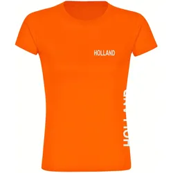 multifanshop Damen T-Shirt - Holland - Brust & Seite - Druck weiß - Frauen