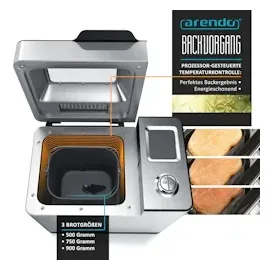 Arendo Brotbackautomat 550W, Brotbackmaschine, 25 Programme, glutenfreies Backen, Joghurtfunktion, 1 kg Kapazität, Direktantrieb