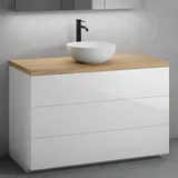 neoro n50 Unterschrank B: 120 cm mit 3 Auszügen, Waschtisch Ø 40 cm weiß matt, B: 120.5 BN0064WM+BN0454WH+BN0404W1