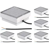 ledscom.de 6 Stück LED Pflasterstein Bodeneinbauleuchte CUS für außen, IP67, eckig, 15 x 15cm, warmweiß