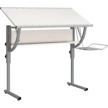 vidaXL Basteltisch Weiß & Grau 110x53x(58-87) cm Holzwerkstoff & Stahl