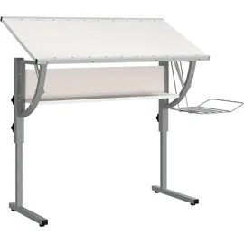 vidaXL Basteltisch Weiß & Grau 110x53x(58-87) cm Holzwerkstoff & Stahl