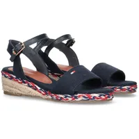 Tommy Hilfiger Keilsandalette »ROPE WEDGE SANDAL«, Sommerschuh, Sandale, Keilabsatz, mit geflochtener Umrandung Gr. 36, blau , 88689167-36