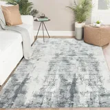 Famibay Teppich Wohnzimmer 160x230cm Grau Kurzflor Teppich Schlafzimmer Waschbar Modern Abstrakt Wohnzimmerteppich Weich für Wohnzimmer Schlafzimmer Esszimmer