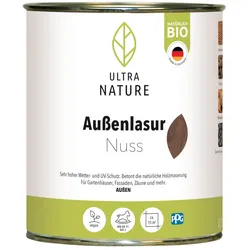 ULTRA NATURE Außen Lasur, Natürlich Bio, Lösemittelfrei, 0,75 l, Nuss