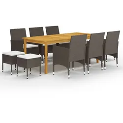 vidaXL 11-tlg. Garten-Essgruppe Braun