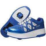 Surwin Schuhe mit Rollen Kinder Mädchen Jungen, Schnür Turnschuhe mit Einziehbaren Hinterrädern, Rollschuhe Schuhe Skateboardschuhe Roller Skate Shoes Rollschuhe Sneaker (Königsblau,37) - 37 EU
