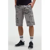 Camp David CAMP DAVID, Herren, Gr. L, Normalgrößen, grau blau, Popeline, Material: 100% Baumwolle, bedruckt, regular fit knielang, Hosen Shorts, aus Baumwolle