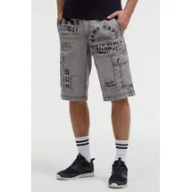 Camp David CAMP DAVID, Herren, Gr. L, Normalgrößen, grau blau, Popeline, Material: 100% Baumwolle, bedruckt, regular fit knielang, Hosen Shorts, aus Baumwolle
