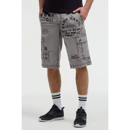 Camp David CAMP DAVID, Herren, Gr. L, Normalgrößen, grau blau, Popeline, Material: 100% Baumwolle, bedruckt, regular fit knielang, Hosen Shorts, aus Baumwolle