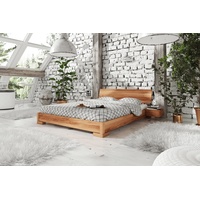 Natur24 Einzelbett Bett Bento 3 Sonderlänge 90x220 Kernbuche Holzkopfteil und Holzbeine braun