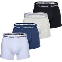 bruno banani Herren Boxershorts Multipack - Every Day, Baumwolle Schwarz/Grau/Weiß/Blau L