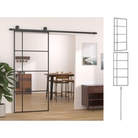 vidaXL Schiebetür ESG-Glas und Aluminium 90x205 cm Schwarz