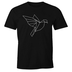 MoonWorks Print-Shirt Herren T-Shirt Polygon Origami Vogel Bird Moonworks® mit Print schwarz XS