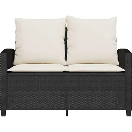 vidaXL Gartensofa 2-Sitzer Loungesofa schwarz
