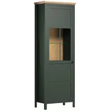trendteam Vitrine Stanton 69 x 39 x 198 cm Tannengrün/Eiche