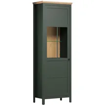 trendteam Vitrine Stanton 69 x 39 x 198 cm Tannengrün/Eiche