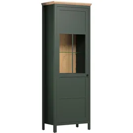 trendteam Vitrine Stanton 69 x 39 x 198 cm Tannengrün/Eiche