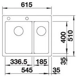 Blanco Pleon 6 Split links Einbau von Oben anthrazit Handbetätigung 615 x 510 mm