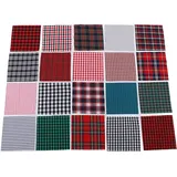 20 Stück Plaid Baumwollstoff, 25 x 25 cm Kleiderstoff Dekostoff Gewebter Karierter Handgefertigter Stoff Leuchtende Klassisches Muster Weicher Baumwoll Steppstoff Bezugsstoff für Patchwork DIY