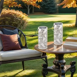 Marrakesch Orient & Mediterran Interior Marrakesch 2er Set Solarlaternen Solarlampen für außen mit Henkel aus Metall 30cm Groß | Boho Deko Outdoor Solar LED Laterne Wetterfest Hoja Weiss IP65 Wasserdicht als Gartendeko im Garten