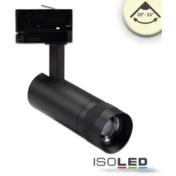 ISOLED LED 3-Phasen Schienen-Strahler fokussierbar, 8W, 20°-55°, 3000K, IP20, dimmbar, schwarz matt ISO-115589